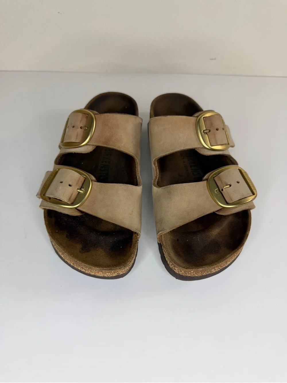 Birkenstock Sandals Slides Women Size 38 US 7 Double Strap Tan Buckle Germany - Picture 13 of 16